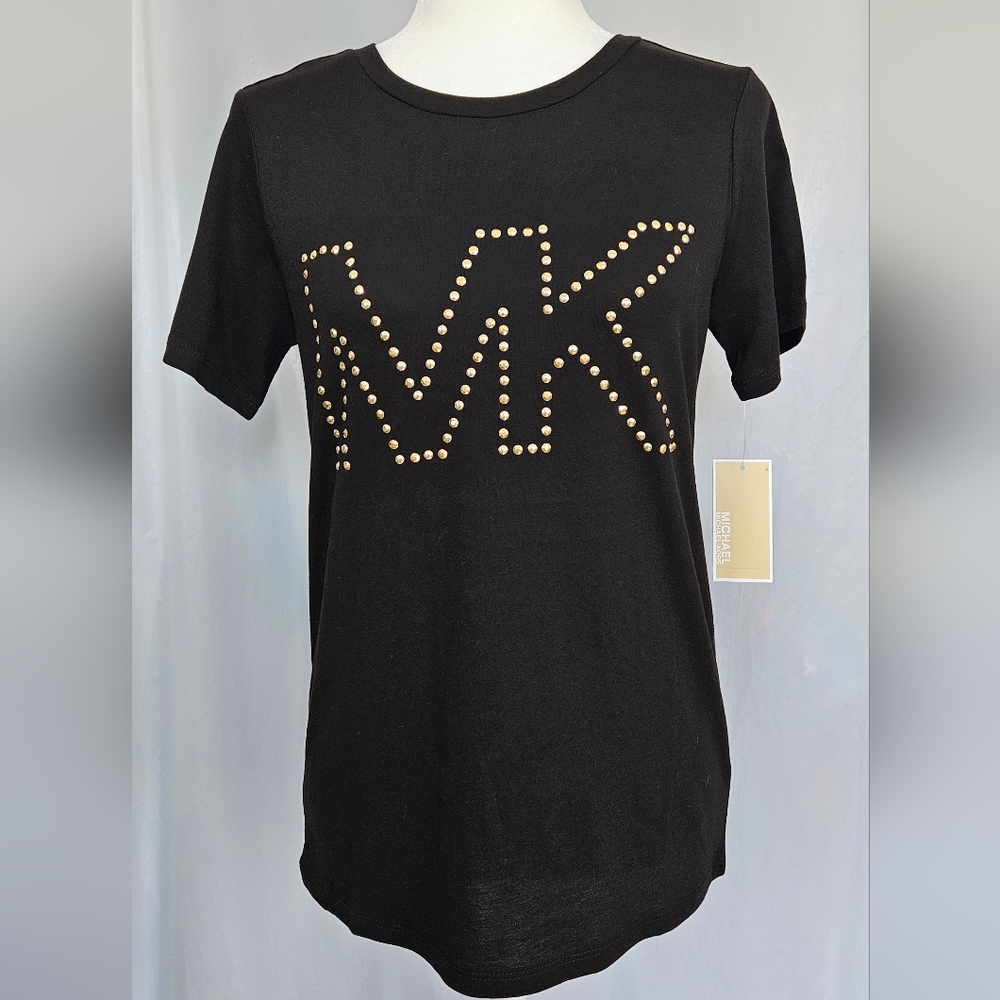 Michael Kors Black Tee with Gold Accents NWT